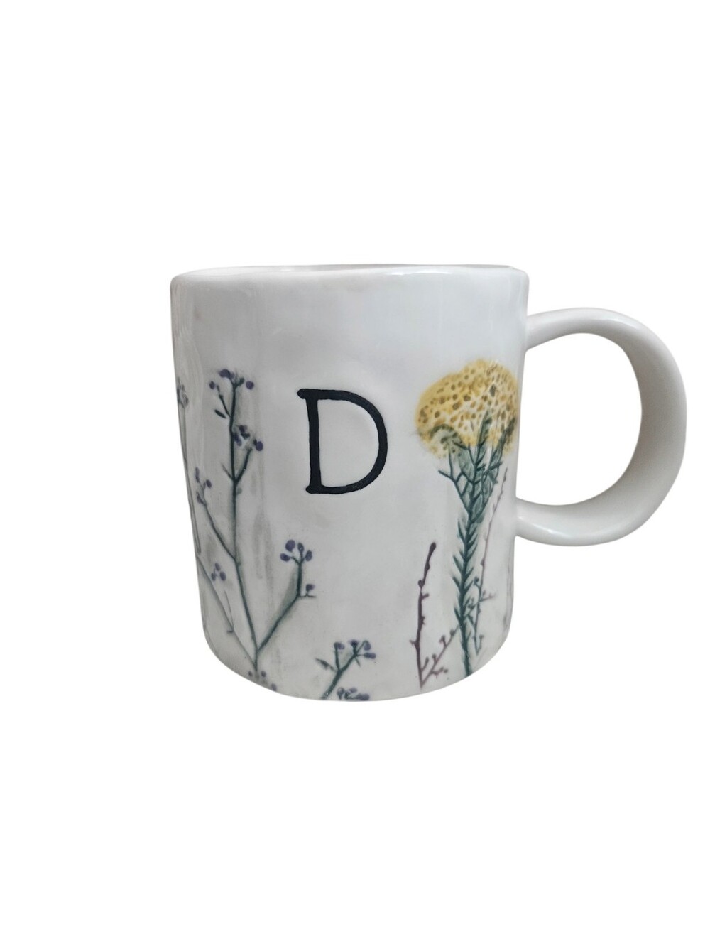 Anthropologie Dagny Handpainted Wildflower Monogram Mug "D"